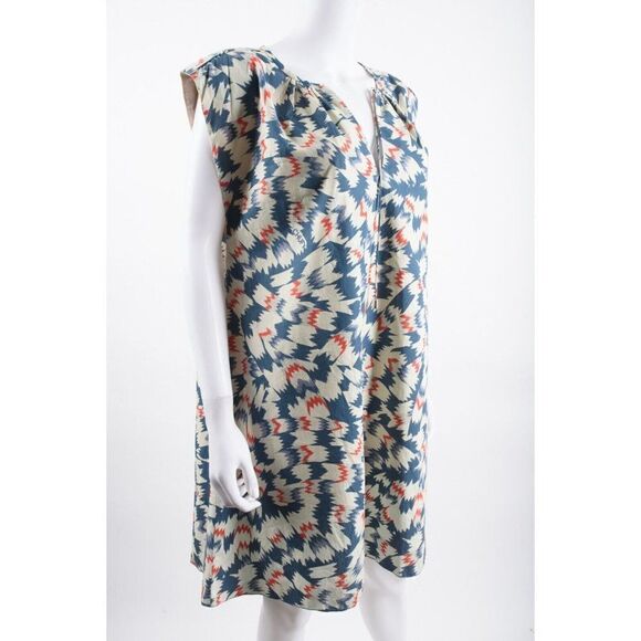 Chufy Womens Sicily Blue Mini Dress M-L MultiColor Poplin Cotton No Belt - Picture 2 of 6